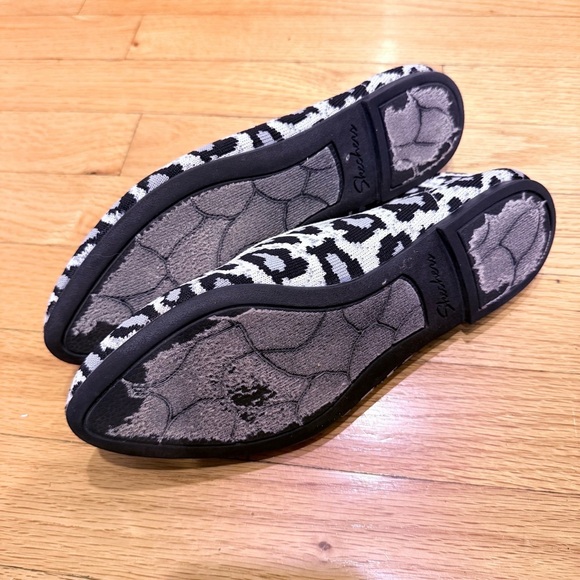 Skechers Black and White Leopard Print Loafers - Picture 5 of 8